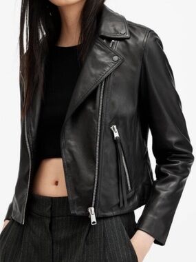 All Saints Dalby Leather Moto Jacket - Size US 4